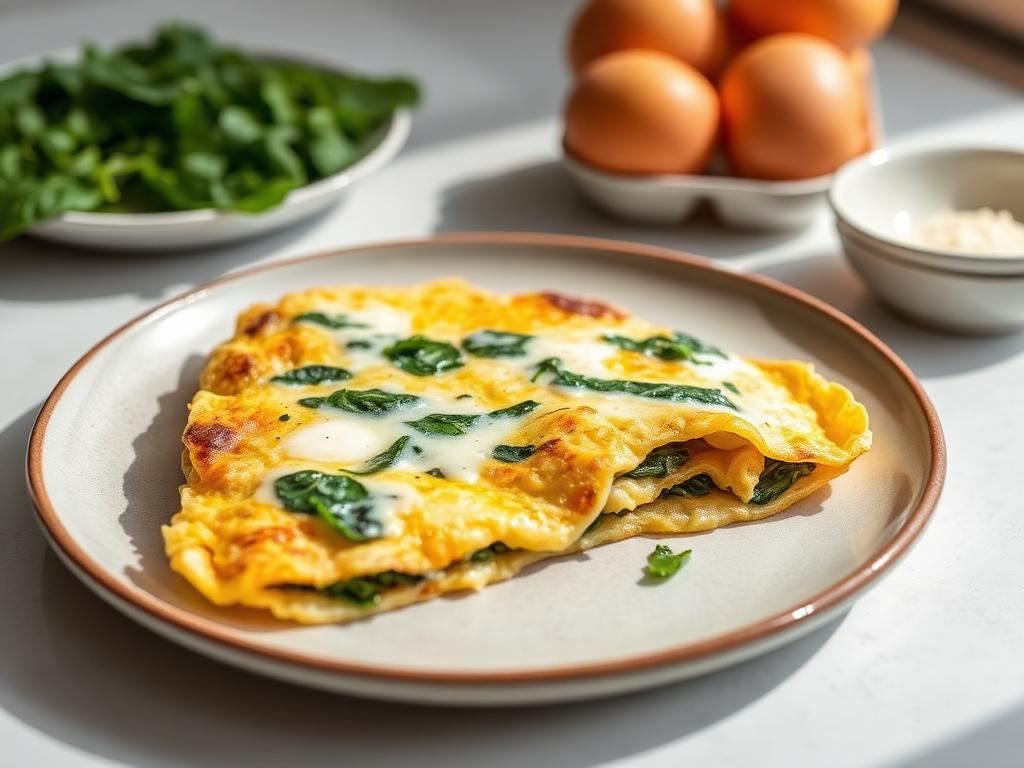 Omelete de espinafre e queijo branco