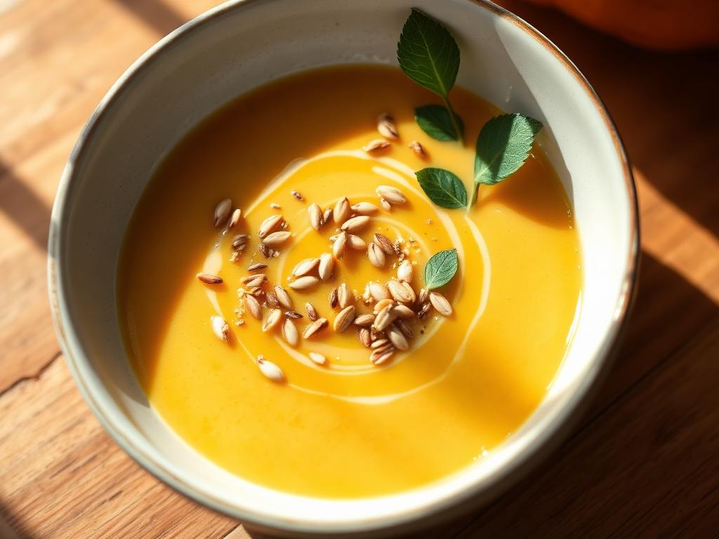 Sopa de abóbora com gengibre