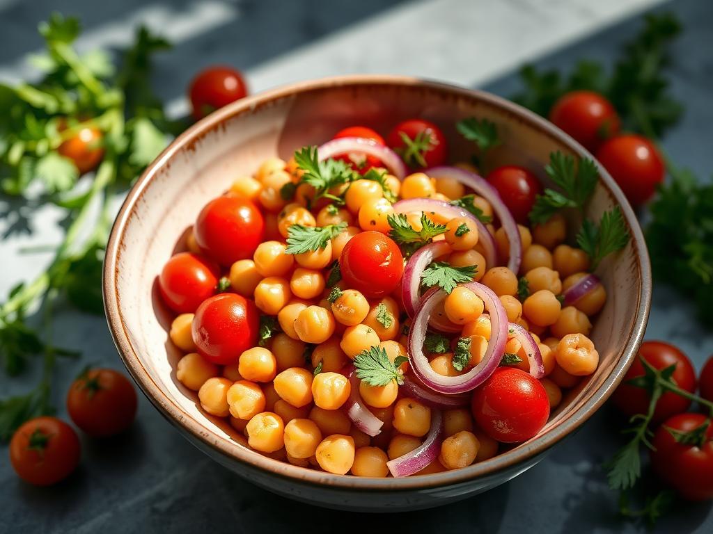 Salada morna de grão-de-bico